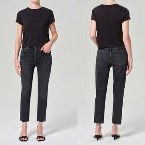 Agolde Riley High Rise Straight Crop Jeans In Panoramic Size 26